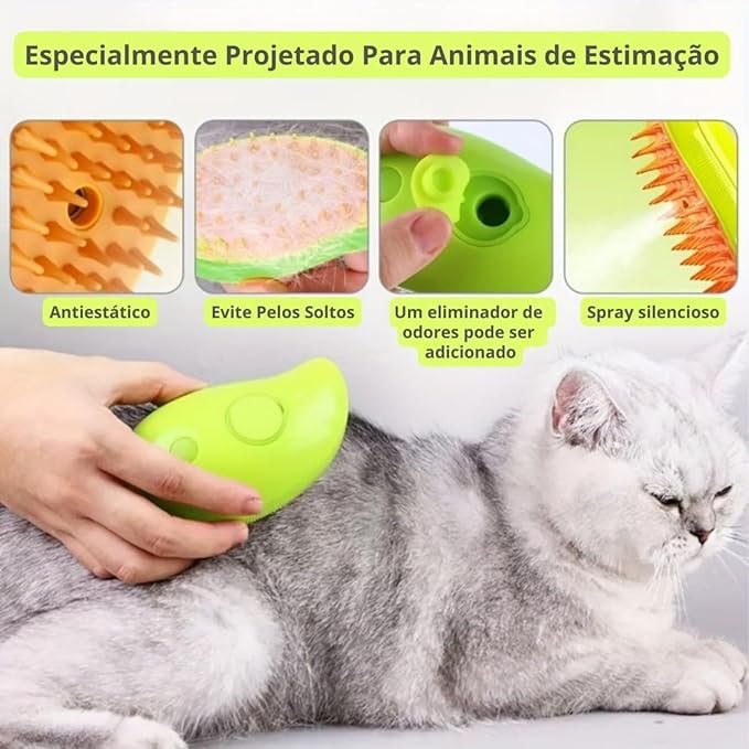 Escova Autolimpante 3 em 1 para Pets a Vapor - 8