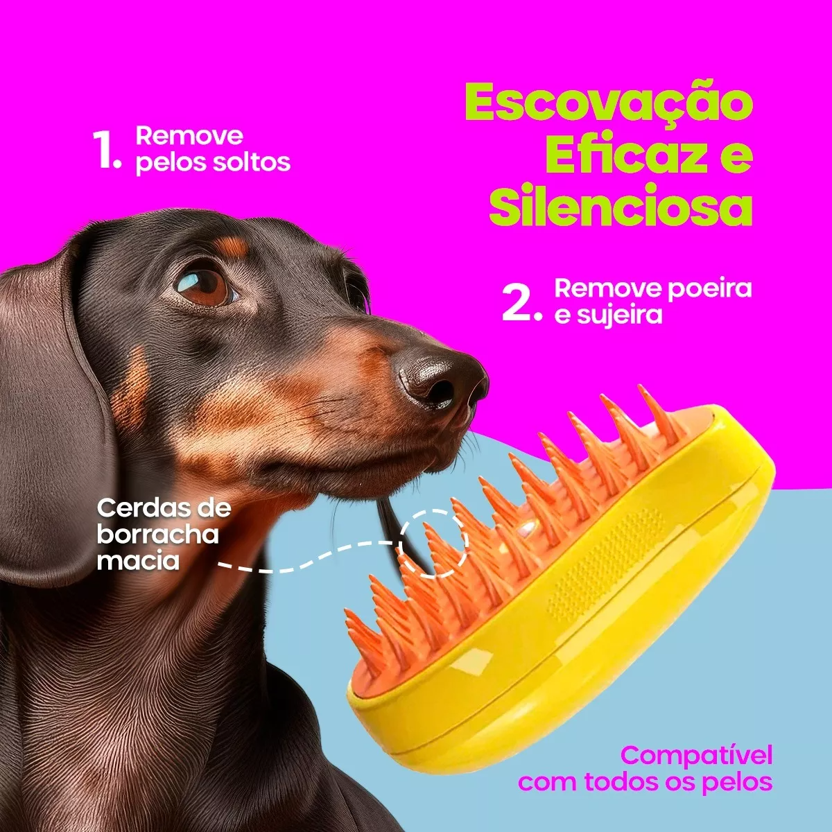 Escova Autolimpante 3 em 1 para Pets a Vapor - 3