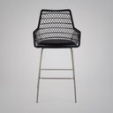 Ver imagem 4 de Banqueta Trama com Braço Base Aço Carbono com Encosto em Junco Sintético Preto e Assento Estofado em