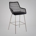 Ver imagem 1 de Banqueta Trama com Braço Base Aço Carbono com Encosto em Junco Sintético Preto e Assento Estofado em