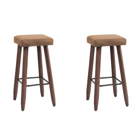 Kit 2 Banquetas Altas Quadradas Pés Madeira Modelo Paris:capuccino