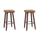 Ver imagem 1 de Kit 2 Banquetas Altas Quadradas Pés Madeira Modelo Paris:capuccino