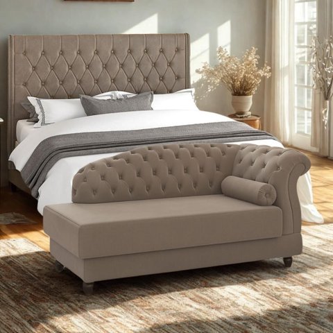 Conjunto Cabeceira Florenze Queen 1,60cm Chaise Sirius Luxo Larbelle Moveís