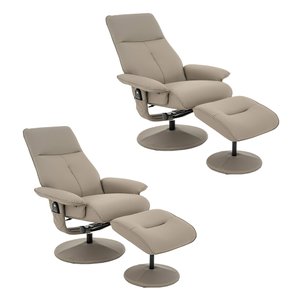 Kit 2 Poltronas de Massagem Reclinável e Giratória Detroit com Apoio de Pés Pu Fendi G56 - Laura Lar