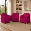 Ver imagem 1 de Kit 3 Poltrona Decorativa para Sala de Espera Mila Recepção Escritório Consultório Corino