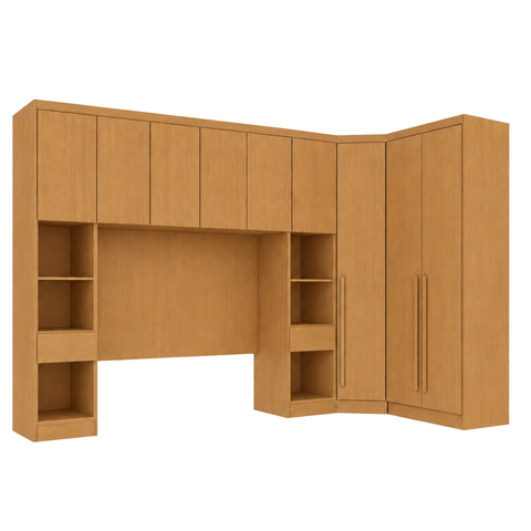 Guarda-Roupa Modulado Casal 2 Mesas de Cabeceira 9 Portas 3 Gavetas 100% MDF Cairo