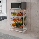 Ver imagem 1 de Fruteira com Suporte para Micro-ondas Barcelona Aço Branco Cesto Preto Tampo Canela - Cor: Marrom