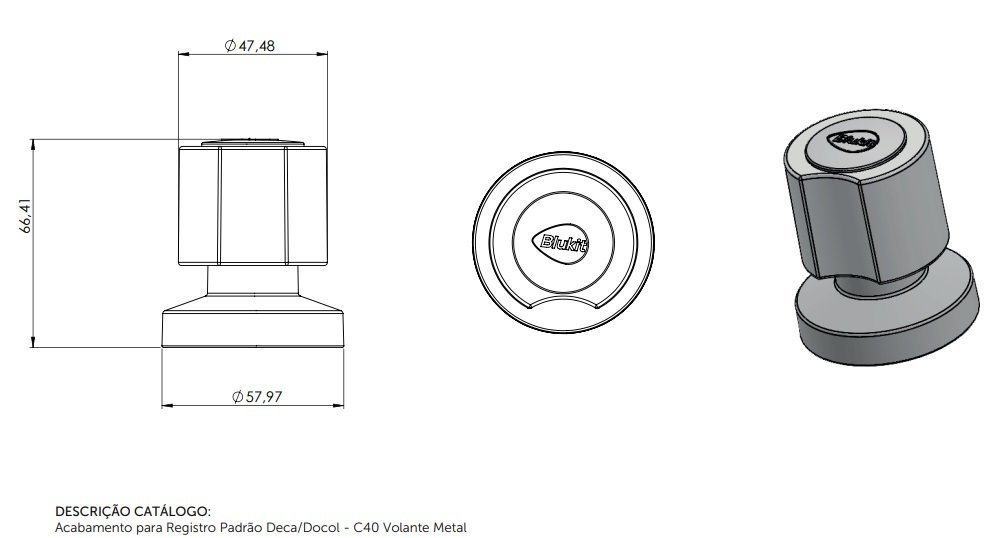 Acabamento Registro Metal Cr Padrão Deca/docol C40 Blukit - 6