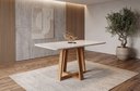 Ver imagem 2 de Sala de Jantar Bali 120cm c/Vidro com 4 Cadeiras Madeira Maciça Londres Cinamomo/Off Veludo Avelã