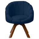 Ver imagem 2 de Poltrona Decorativa Orgânica Flora Base Giratória Bouclê - Sofa Store:bouclê Azul Marinho
