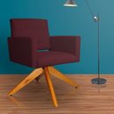 Ver imagem 2 de Poltrona Decorativa Camila Pés Madeira Giratório Suede Bordô - DS Estofados