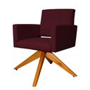 Ver imagem 3 de Poltrona Decorativa Camila Pés Madeira Giratório Suede Bordô - DS Estofados