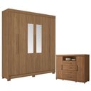 Ver imagem 1 de Guarda Roupa Casal com Cômoda Toledo 6 Portas de Bater 2 Gavetas MDP Jatobá Acetinado Santos Andir