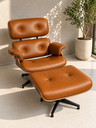 Ver imagem 3 de Poltrona Charles Eames com Puff - Couro Legitimo Caramelo - Pau-Ferro