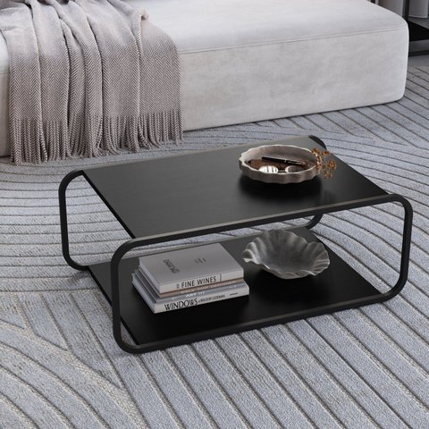 Mesa de Centro 80cm Orgânico Pé Metal Luna