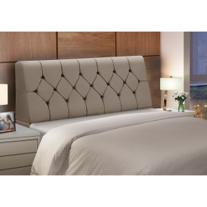 Cabeceira Baú de Cama Box Madeira Estofada Queen Size Madri:capuccino