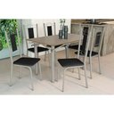 Ver imagem 1 de Conjunto: Mesa de Cozinha Elba Tampo Madeirado C/ Vidro 120cm e 6 Cadeiras Florença Niquel/freijo