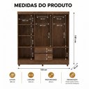 Ver imagem 3 de Guarda Roupa Casal 6 Portas 2 Gav Espelho Roupeiro Quarto Imbuia
