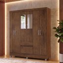 Ver imagem 1 de Guarda Roupa Casal 6 Portas 2 Gav Espelho Roupeiro Quarto Imbuia