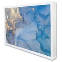 Ver imagem 2 de Quadro Decorativo Abstrato Mármore Azul Oceano em Moldura Caixa Tacolado Moldura Trad 1cm Madeira Es