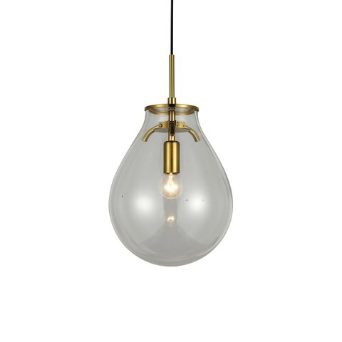 Pendente Caju Bronze Vidro Transparente 29cm 1E14 Bella