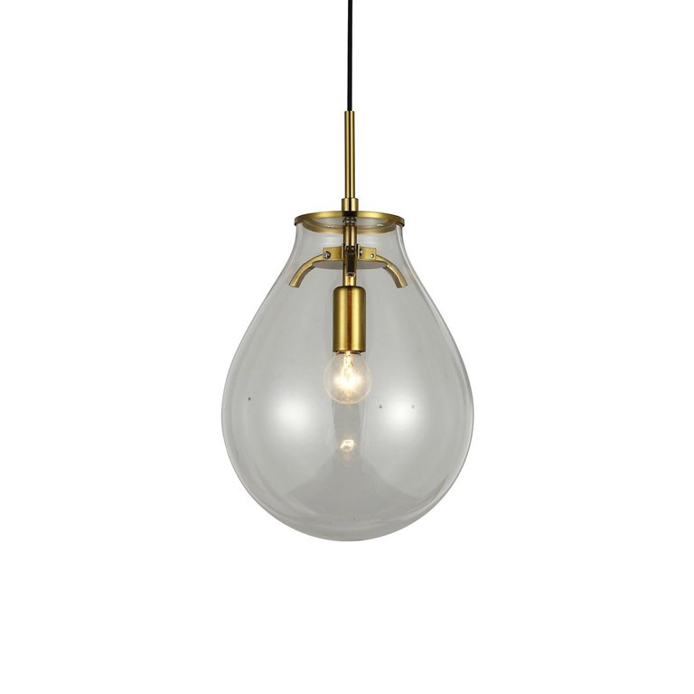 Pendente Caju Bronze Vidro Transparente 29cm 1E14 Bella