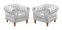 Ver imagem 1 de Kit 2 Poltronas Decorativas Capitonê Chesterfield Dom Pedro - Couríssimo Branco