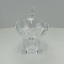 Ver imagem 2 de Potiche Decorativo de Cristal Transparente 24x17x17cm Tampa Enfeite Sala Mesa
