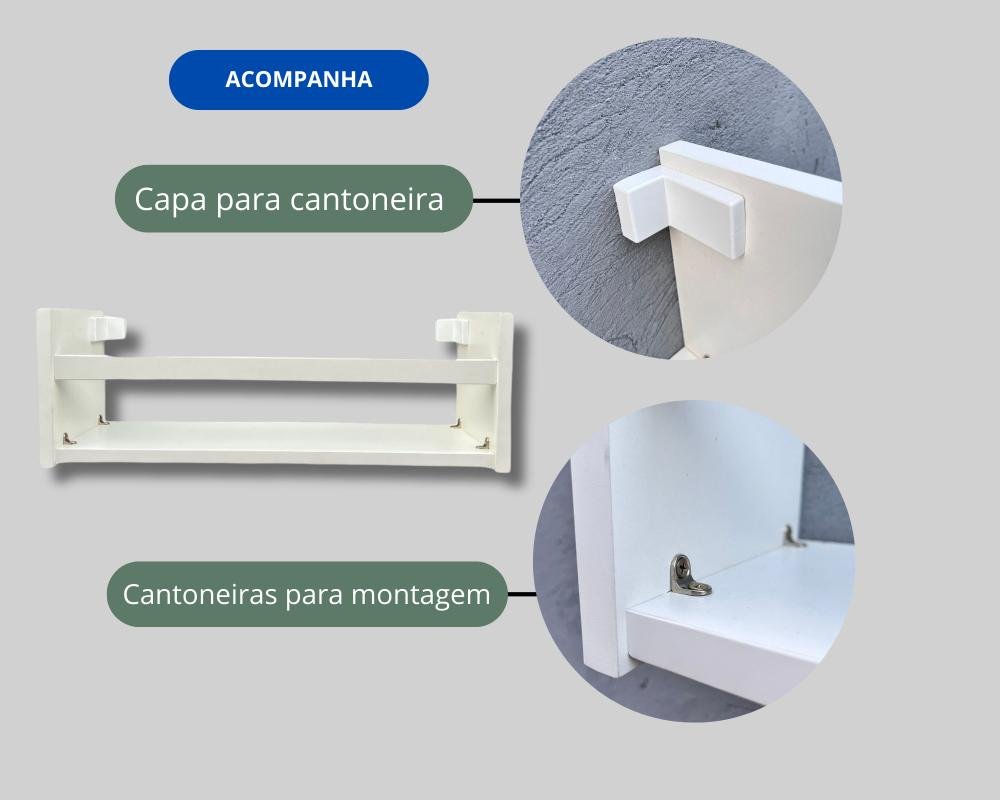 Kit 2 Porta Livros em Mdf Branco 15mm - 3