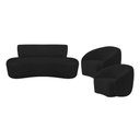 Ver imagem 2 de Kit Recamier Curvo Amsterdã 120cm e 2 Poltronas Amore Luxo Bouclé Cor Preto