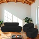Ver imagem 1 de Kit Recamier Curvo Amsterdã 120cm e 2 Poltronas Amore Luxo Bouclé Cor Preto
