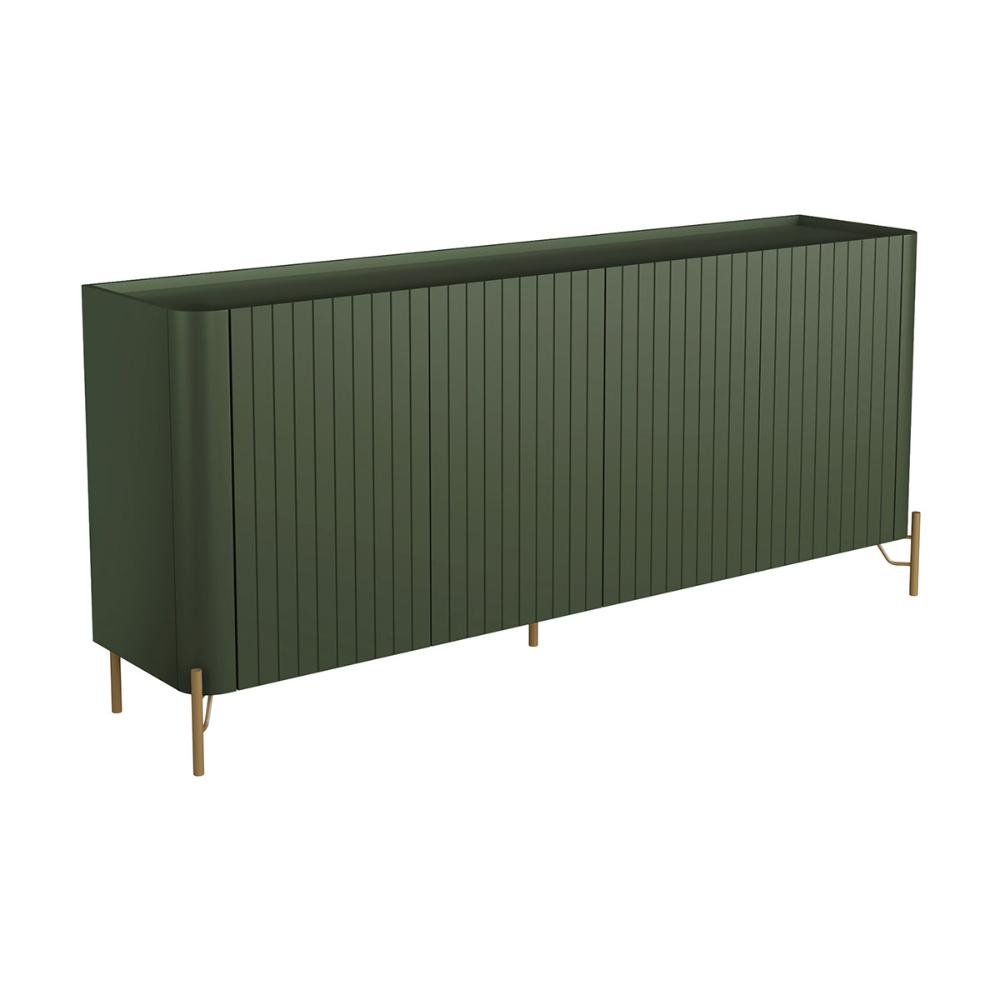 Balcão Buffet P/ Sala Porta Brise 180cm Pés Metal 100% Mdf Cor:musgo com Dourado - 1