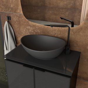 Cuba Para Banheiro em Louça Bali Preto Fosco - Cozimax