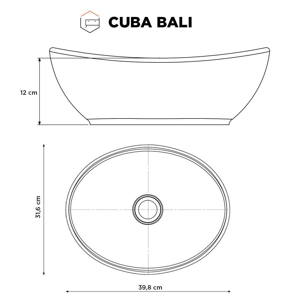 Cuba Para Banheiro em Louça Bali Preto Fosco - Cozimax - 4