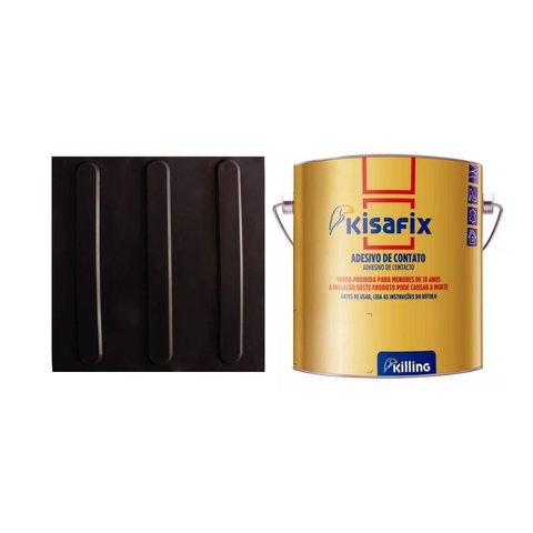 10 Pisos Tátil Direcional Preto Pvc 25x25 + 1 Cola 750g