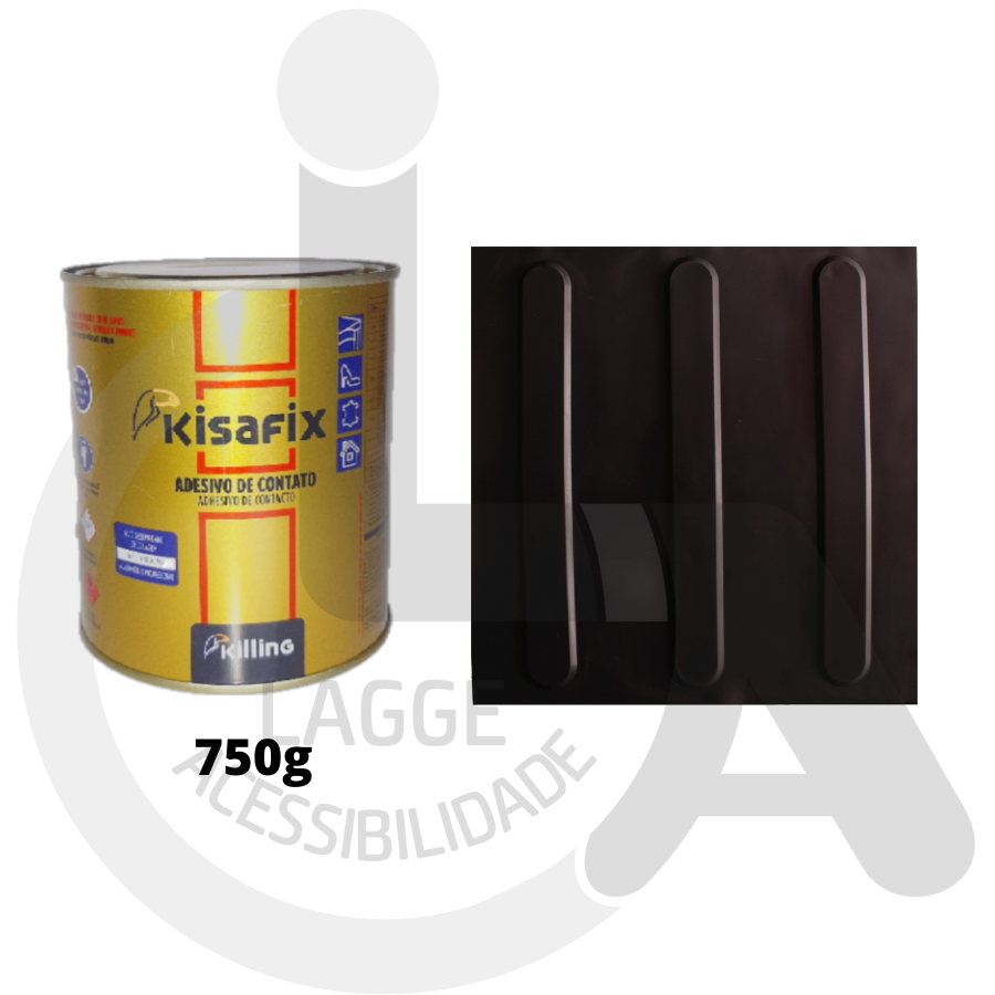 10 PISOS TÁTIL DIRECIONAL PRETO PVC 25x25 + 1 COLA 750G - 2