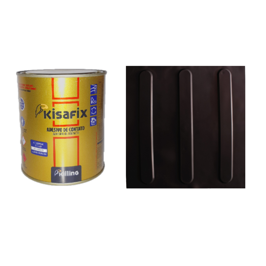 10 PISOS TÁTIL DIRECIONAL PRETO PVC 25x25 + 1 COLA 750G