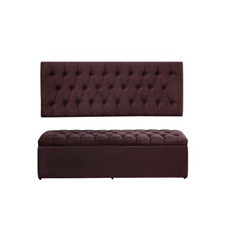 Kit Painel e Calçadeira Imperatriz 193 cm Suede Bordô Escuro