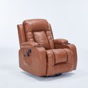 Ver mais imagens de Poltrona do Papai Sala de Estar Austin Aquecimento Massagem Giratória Reclinável Manual Pu Caramelo