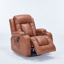 Ver imagem 1 de Poltrona do Papai Sala de Estar Austin Aquecimento Massagem Giratória Reclinável Manual Pu Caramelo