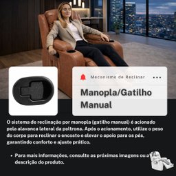 Poltrona do Papai Sala de Estar Austin Aquecimento Massagem Giratória Reclinável Manual Pu Caramelo - 3