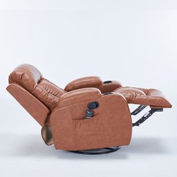 Poltrona do Papai Sala de Estar Austin Aquecimento Massagem Giratória Reclinável Manual Pu Caramelo - 10
