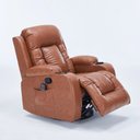 Ver imagem 4 de Poltrona do Papai Sala de Estar Austin Aquecimento Massagem Giratória Reclinável Manual PU Caramelo