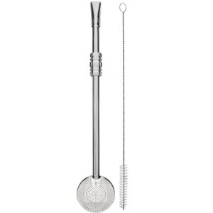 Bomba para Chimarrão Inox 23cm Mil Furos Rosca Anel Médio Sextavo Mate Escovinha