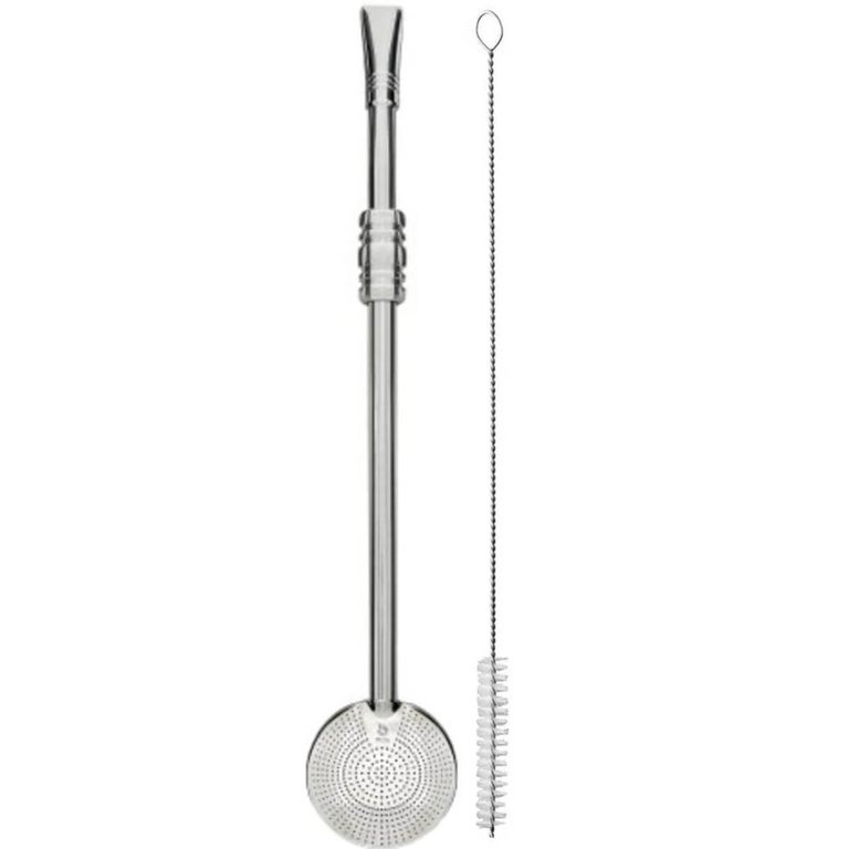 Bomba para Chimarrão Inox 23cm Mil Furos Rosca Anel Médio Sextavo Mate Escovinha Bomba para Chimarrão Inox 23cm Mil Furos Rosca Anel Médio Sextavo Mate Escovinha