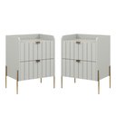 Ver imagem 1 de Conjunto Mesa Cabeceira Quarto Off White 100% Mdf Luxo 45cm Pés Dourado