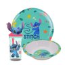 Kit Refeição Infantil Melamina Stitch Disney 3 Peças Incluso Copo com Canudo 3d - Tuut - 1