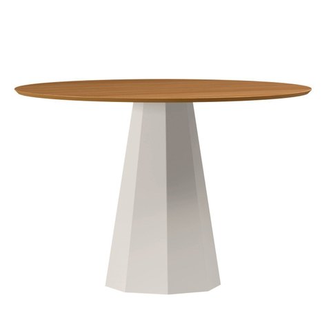 Mesa Sala de Jantar Tampo Redondo sem Vidro 117cm Isis Branco/Off White/Ype