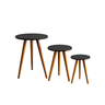 Kit Trio Jogo de Mesinhas Lateral Redondas Sala Pé Palito Retro - 4