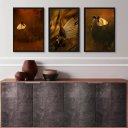 Ver imagem 2 de Kit 3 Quadros Fotografias Borboletas Marrom 45x34cm:madeira Preta